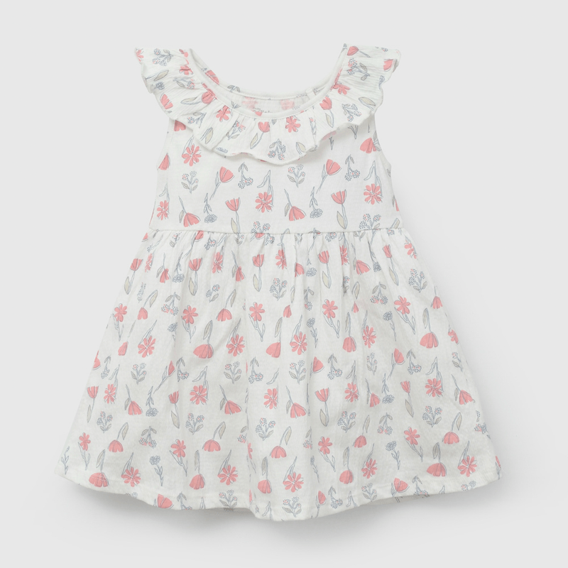 Vestido Multicolor con Flores de Niña talla 3/6 M a 24m/36 M