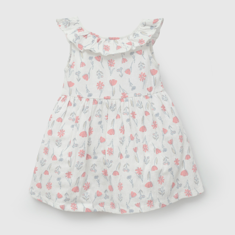 Vestido Multicolor con Flores de Niña talla 3/6 M a 24m/36 M
