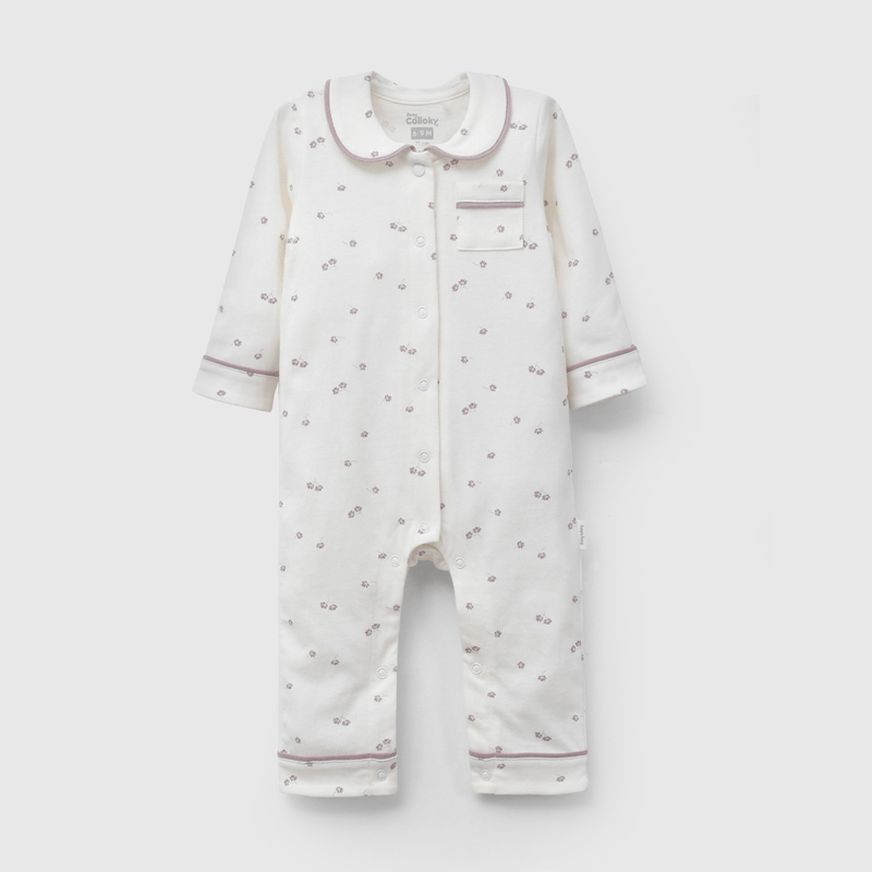 Pijama Blanco Flores de Bebé de New born talla 0/3 M a 12/24M