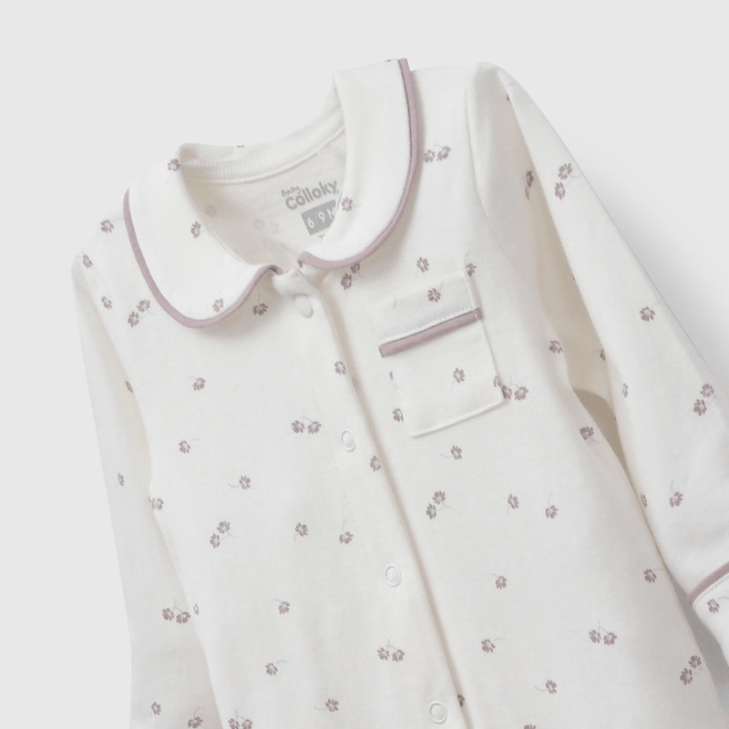 Pijama Blanco Flores de Bebé de New born talla 0/3 M a 12/24M