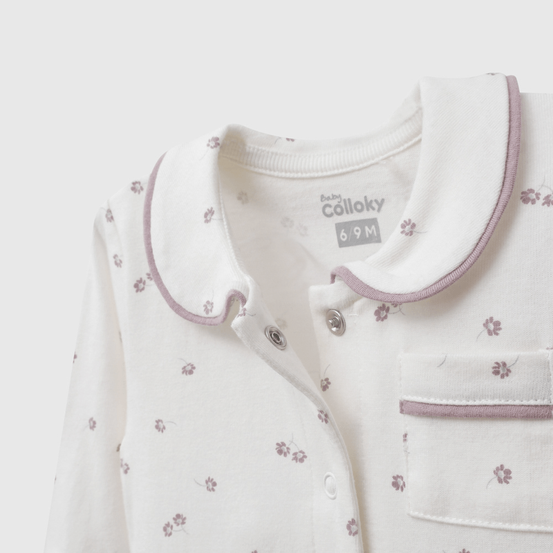 Pijama Blanco Flores de Bebé de New born talla 0/3 M a 12/24M