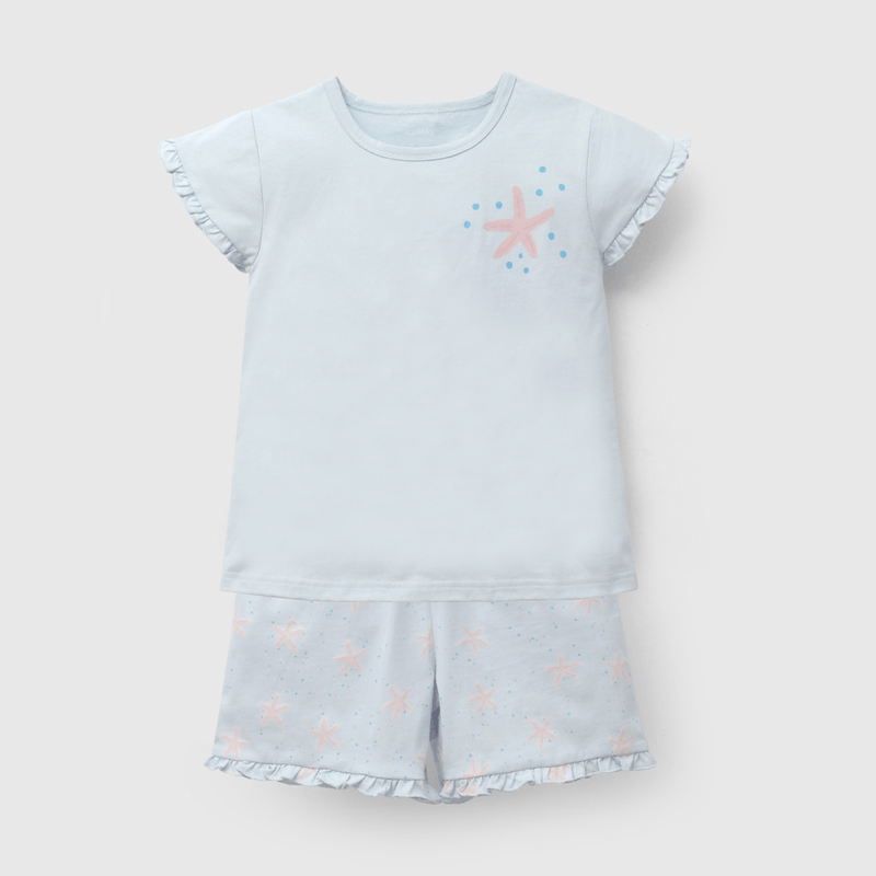 Pijama Celeste Playa de Niña talla 2 a 12 añoss