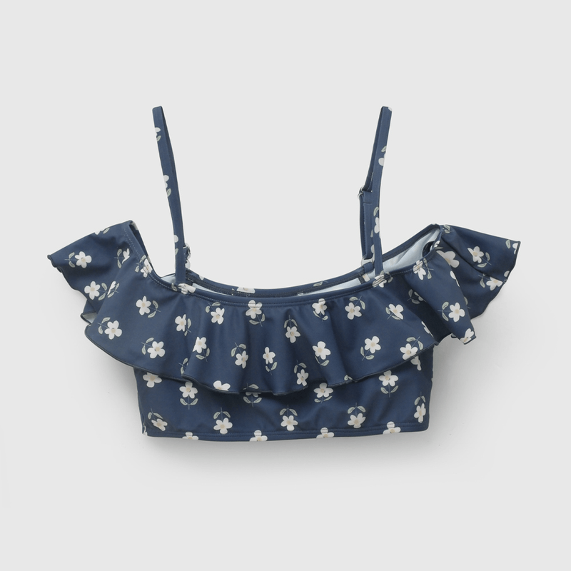 Bikini Azul Flores de Niña talla 3 a 12 añoss