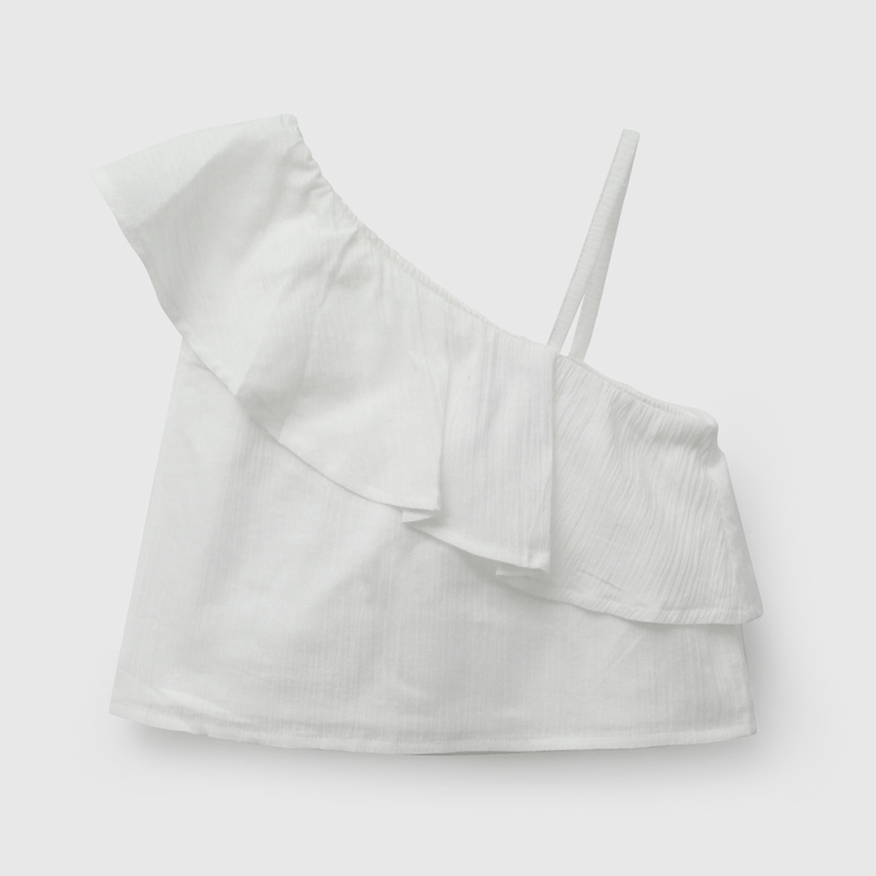 Blusa Blanca Vuelo de Niña talla 3 a 12 añoss