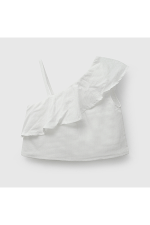 Blusa Blanca Vuelo de Niña talla 3 a 12 añoss