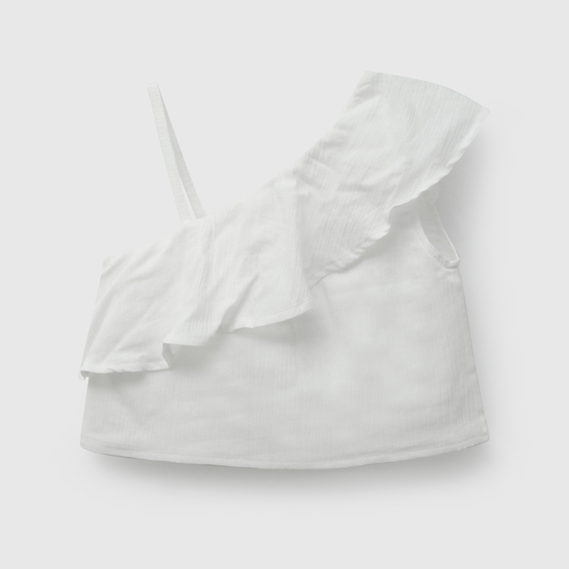 Blusa Blanca Vuelo de Niña talla 3 a 12 añoss