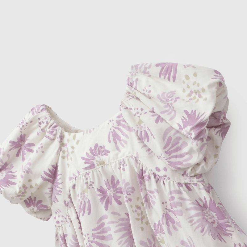 Blusa Flores Morada Manga Globo de Niña talla 3 a 12 añoss