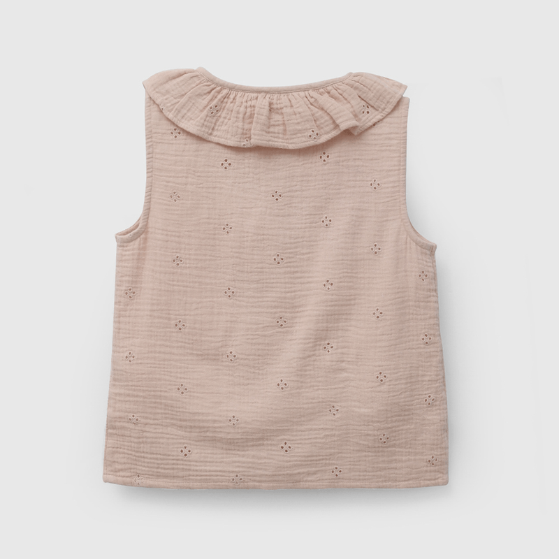 Blusa Rosada Bambula Bordada de Niña talla 3 a 12 añoss