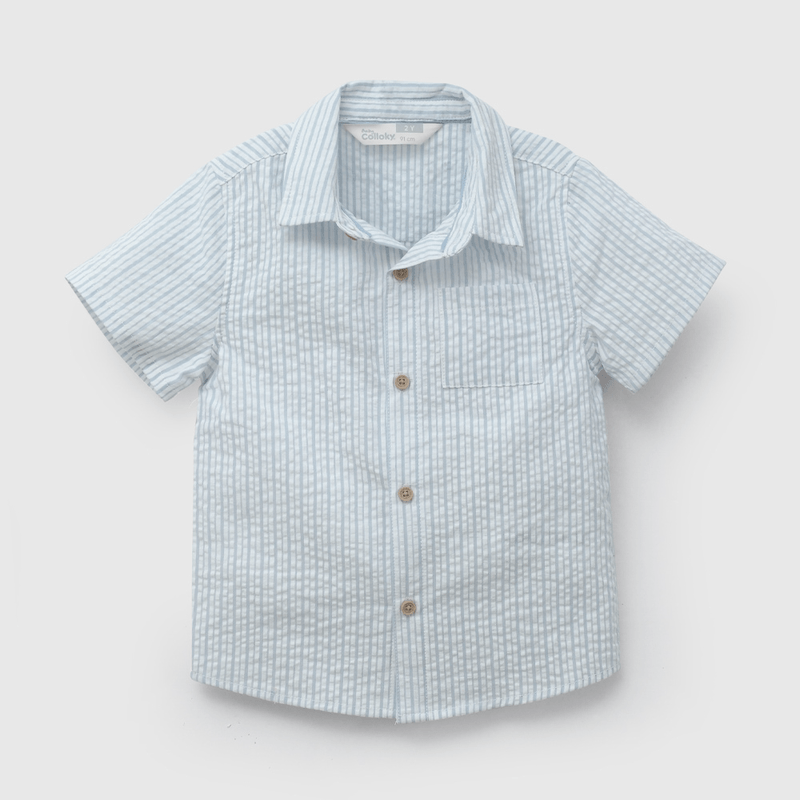 Camisa Celeste Rayada De Niño Infantil talla 3/6 M a 24m/36 M