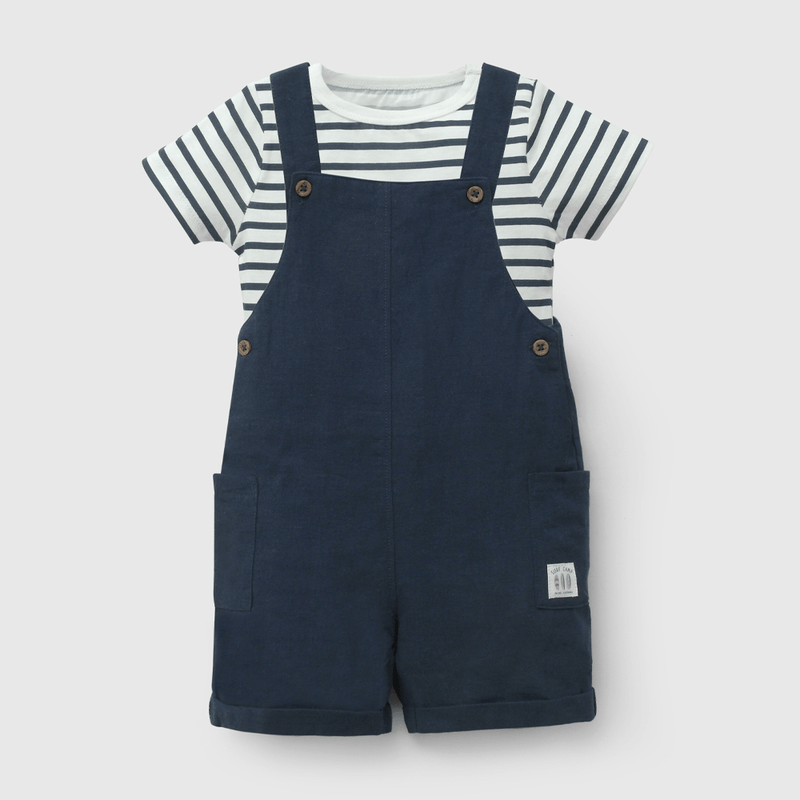 Conjunto Jardinera Y Body Azul De Niño Infantil talla 3/6 M a 24m/36 M