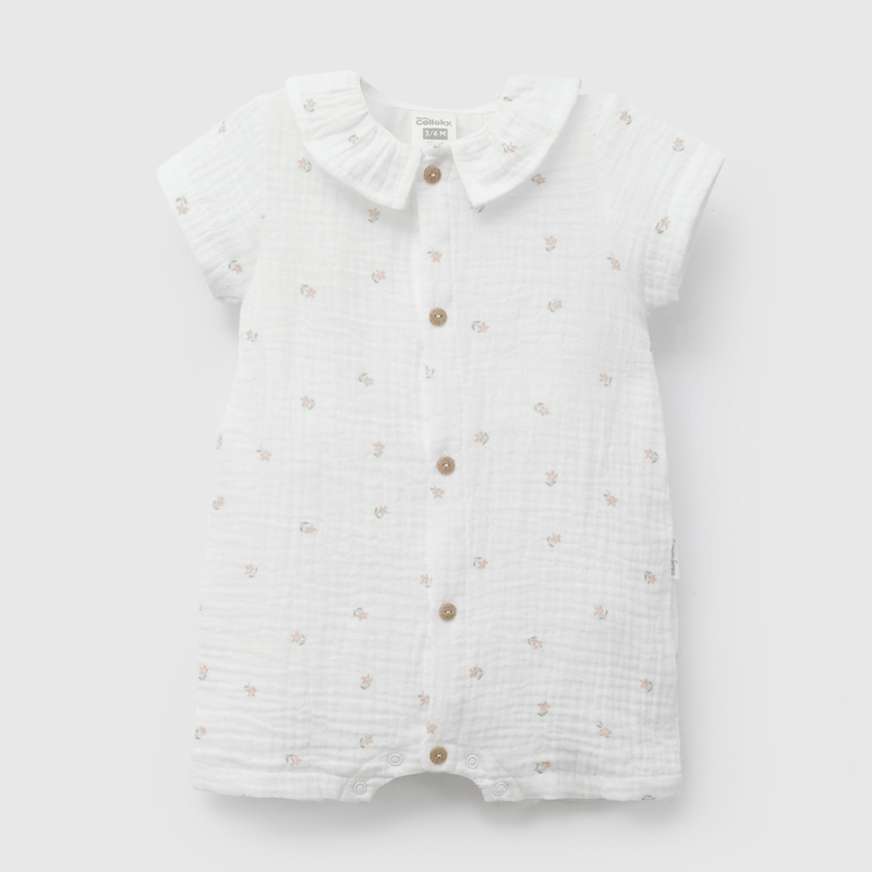 Enterito Blanco Flores de Bebé de New born talla 0/3 M a 09/12M