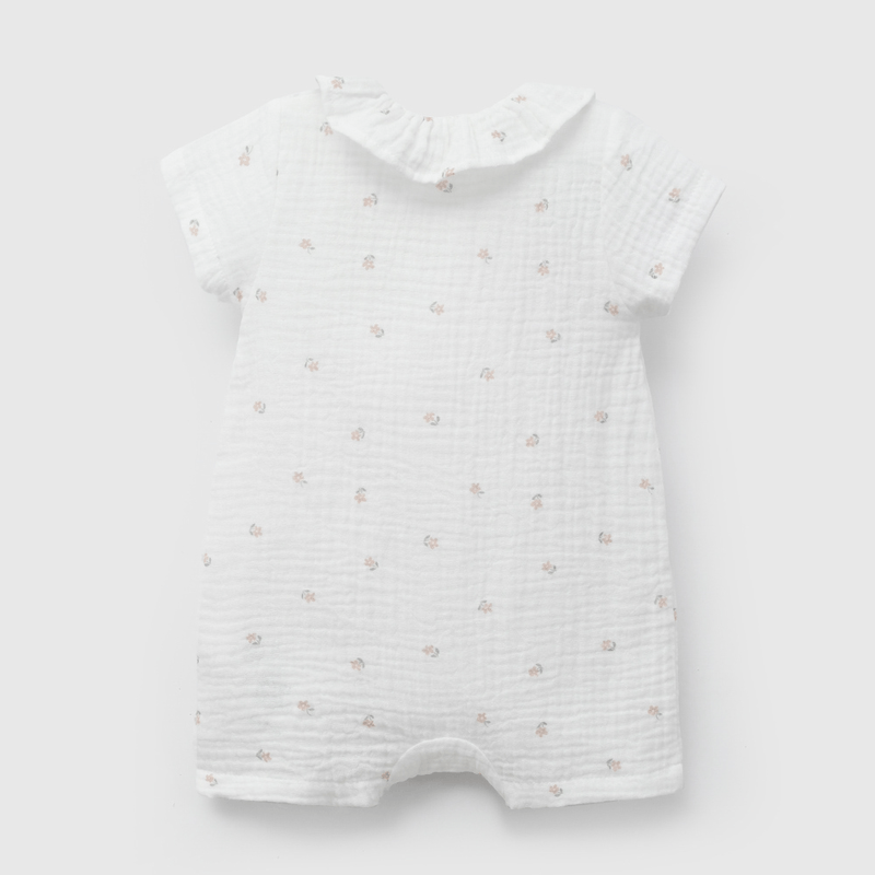 Enterito Blanco Flores de Bebé de New born talla 0/3 M a 09/12M