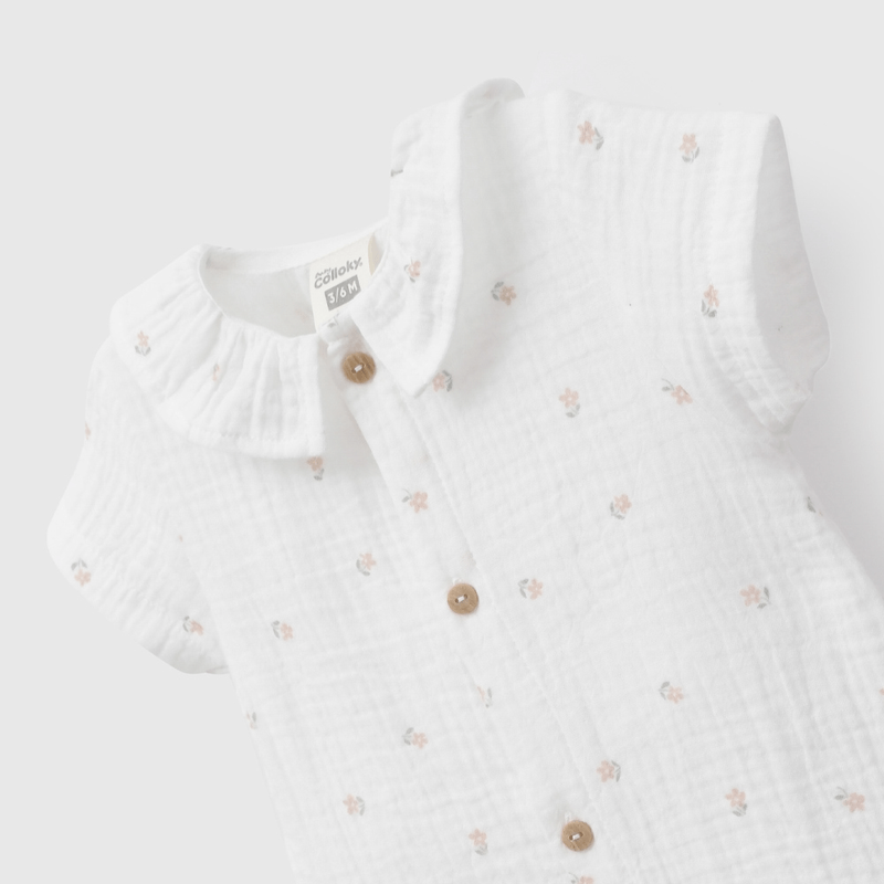 Enterito Blanco Flores de Bebé de New born talla 0/3 M a 09/12M