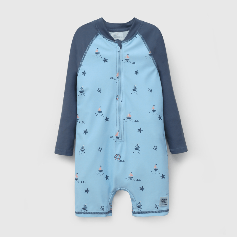 Enterito Playa UV Celeste Navy De Niño Infantil talla 3/6 M a 24m/36 M
