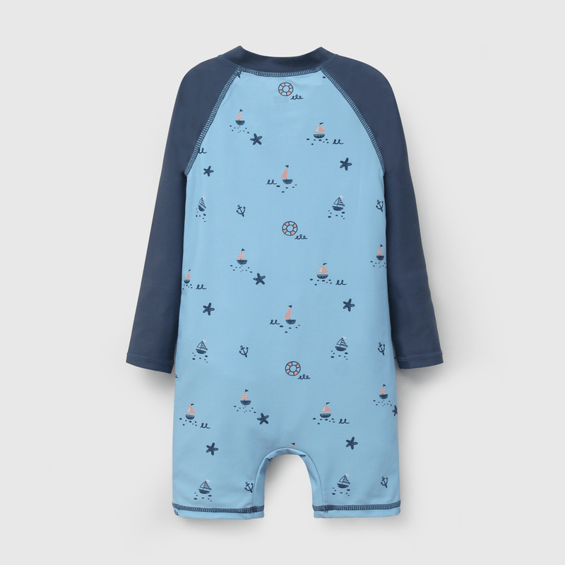 Enterito Playa UV Celeste Navy De Niño Infantil talla 3/6 M a 24m/36 M