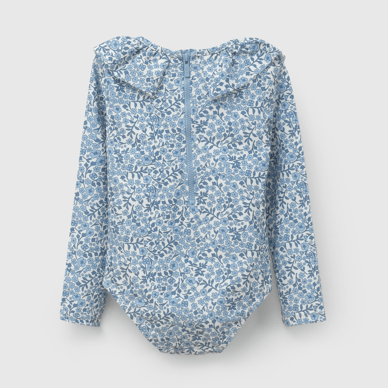 Enterito Playa UV Con Flores de Niña Elasticado talla 3/6 M a 24m/36 M