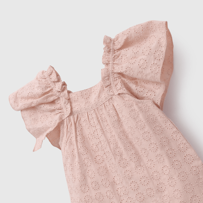 Enterito Rosado Broderie de Niña Infantil talla 3/6 M a 24m/36 M