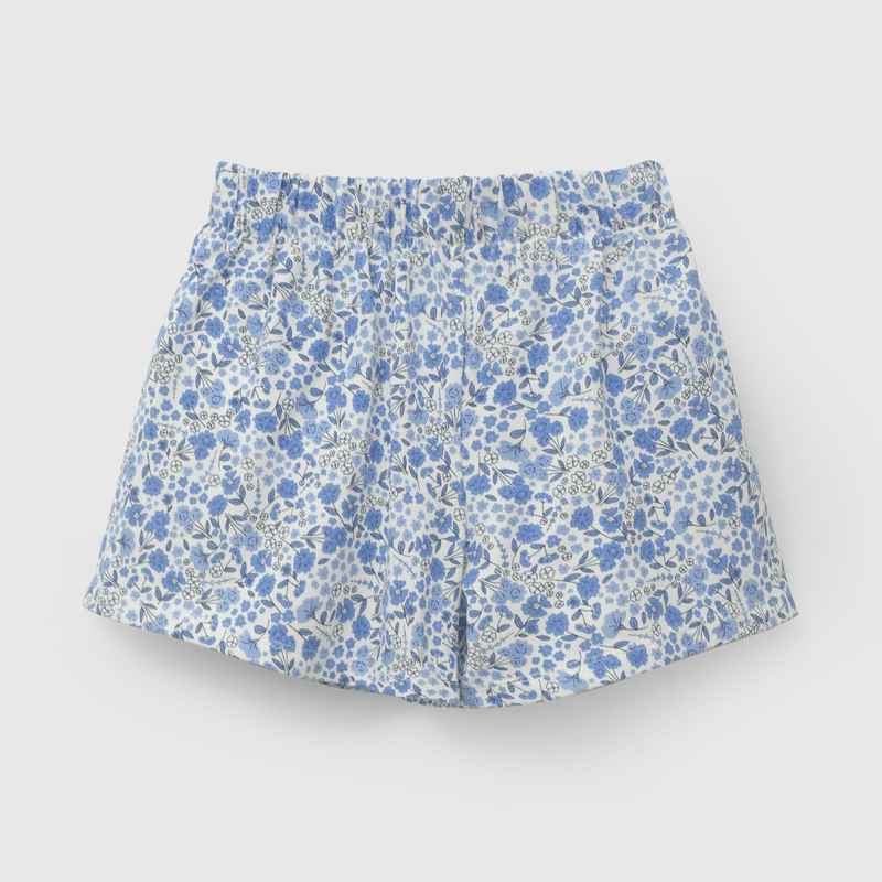 Falda Short Celeste  Flores de Niña talla 3 a 12 añoss