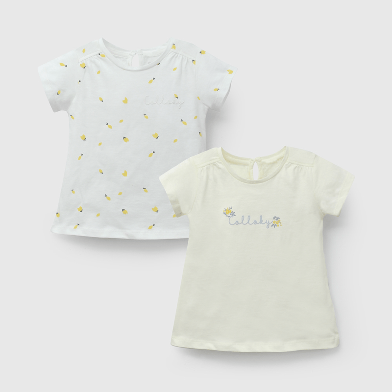 Pack Dos Poleras de Niña Multicolor talla 3/6 M a 24m/36 M
