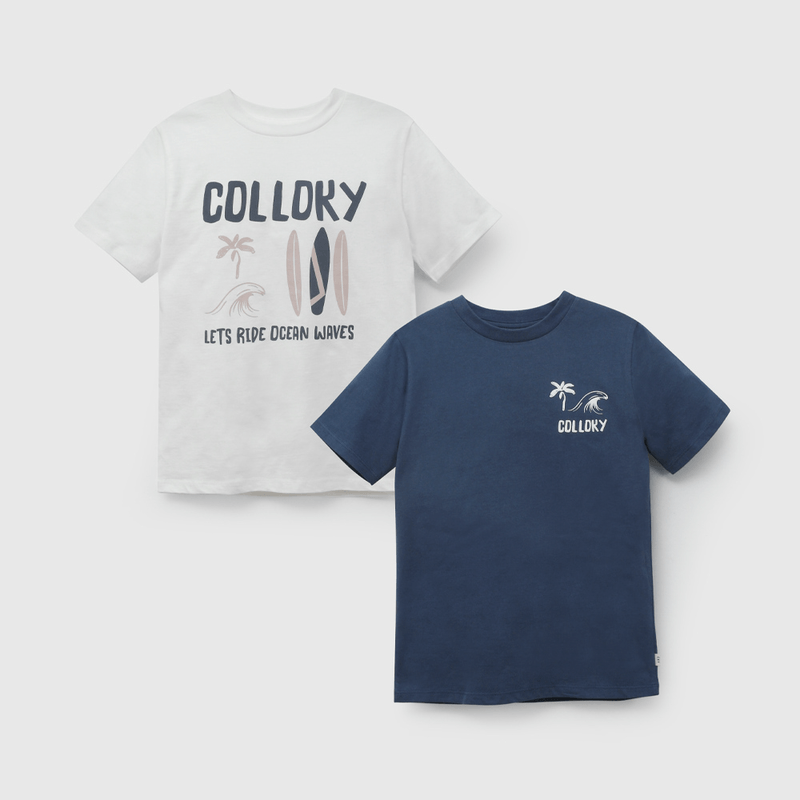 Pack Dos Poleras Estampada de Niño talla 3 a 12 añoss