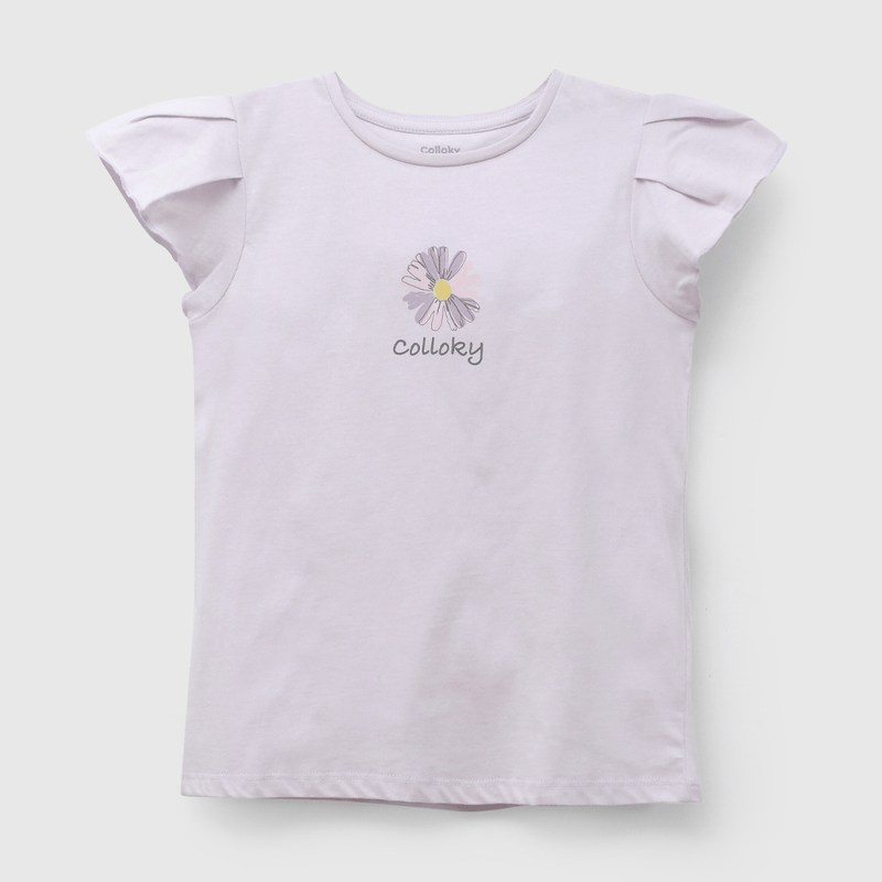 Pack Dos Poleras Colloky Flores Morado de Niña talla 3 a 12 añoss