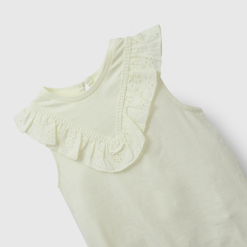 Polera Amarilla Broderie de Niña Infantil talla 3/6 M a 24m/36 M