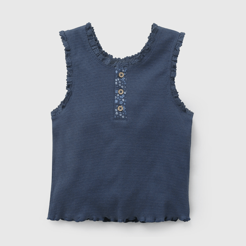 Polera Azul Rib de Niña talla 3 a 12 añoss