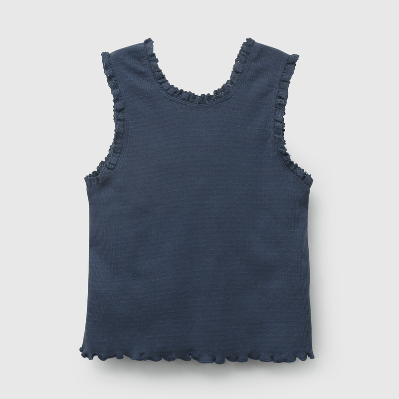 Polera Azul Rib de Niña talla 3 a 12 añoss