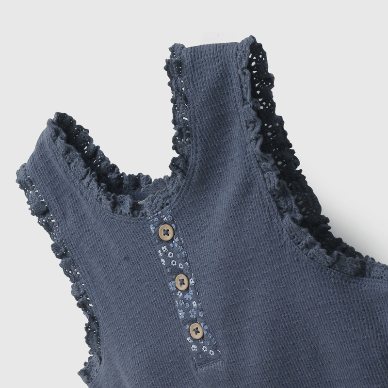 Polera Azul Rib de Niña talla 3 a 12 añoss