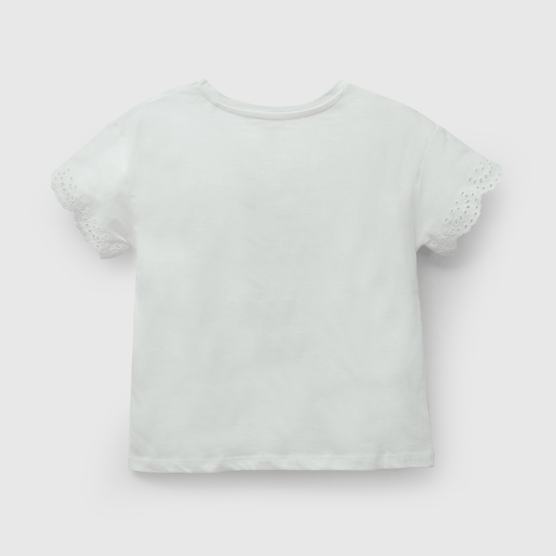 Polera Blanca Casa Hawai Bordada de Niña talla 3 a 12 añoss