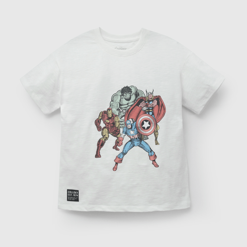 Polera Blanca Marvel Comics de Niño talla 3 a 12 añoss