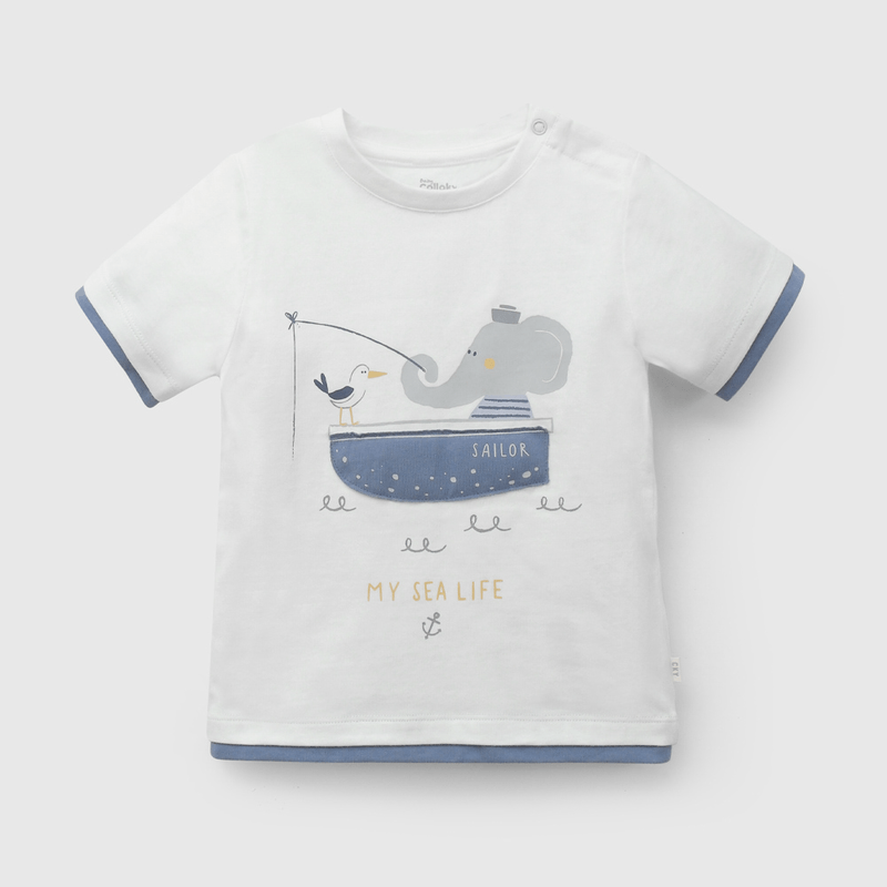 Polera Blanca My Sea Life De Niño Infantil talla 3/6 M a 24m/36 M