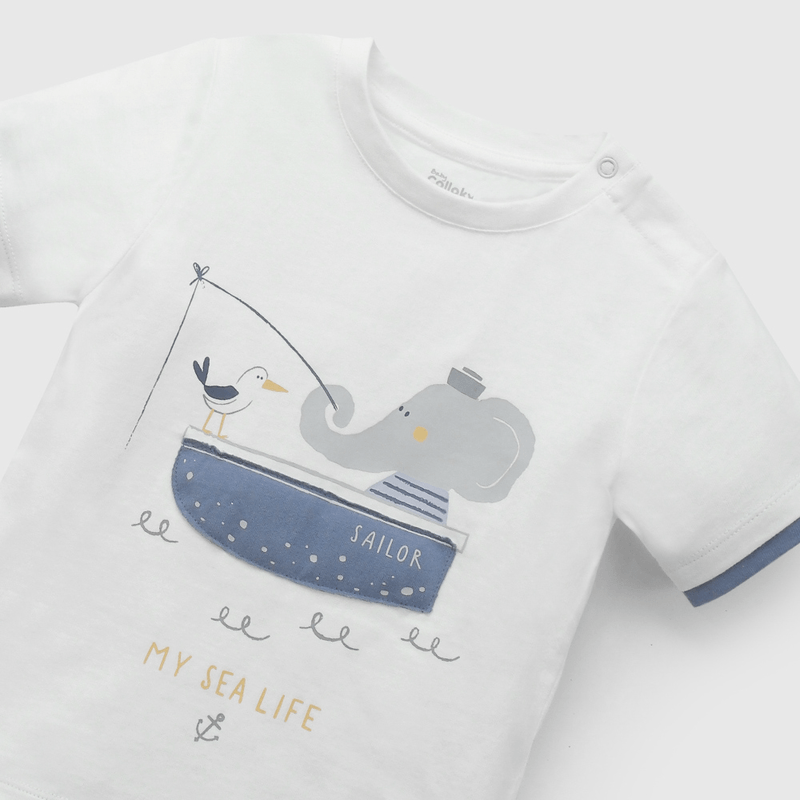 Polera Blanca My Sea Life De Niño Infantil talla 3/6 M a 24m/36 M
