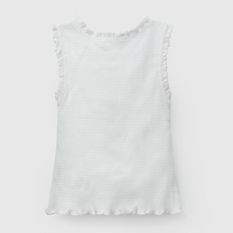 Polera Blanca Rib de Niña Infantil talla 3/6 M a 24m/36 M