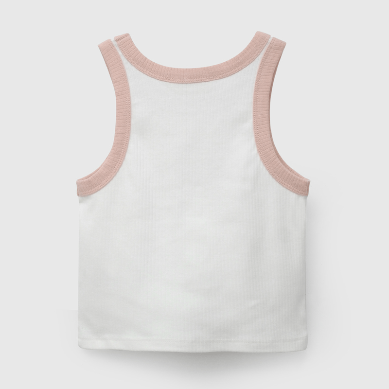 Polera Blanca Rib de Niña talla 3 a 12 añoss