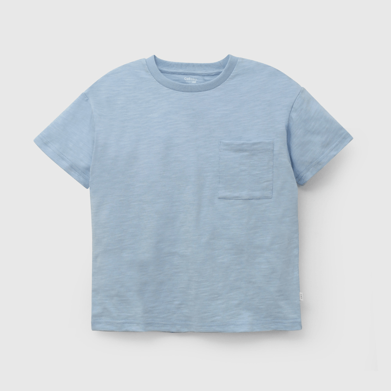Polera Celeste Básica de Niño talla 3 a 12 añoss