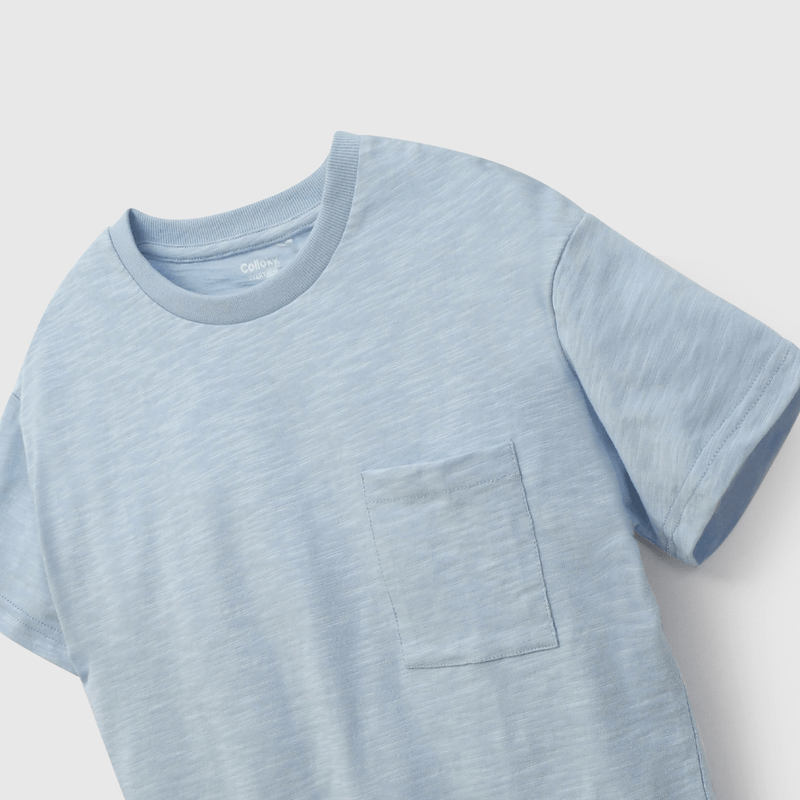 Polera Celeste Básica de Niño talla 3 a 12 añoss