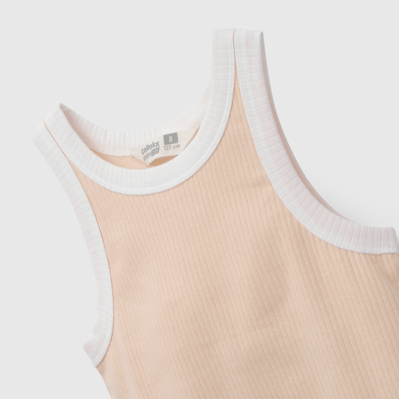Polera Naranja Rib de Niña talla 3 a 12 añoss