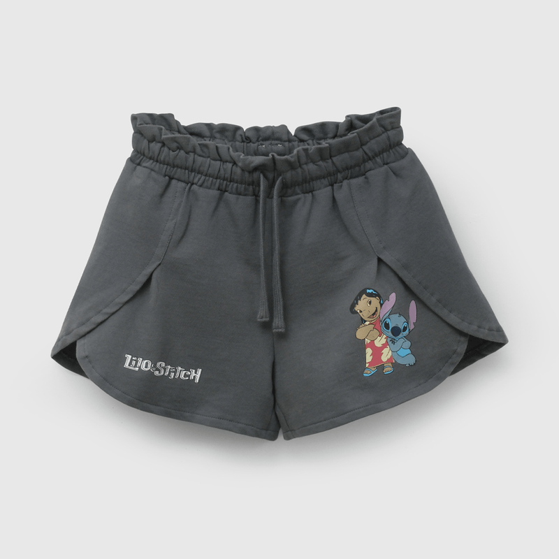 Short Negro Lilo Stitch de Niña talla 3 a 12 añoss