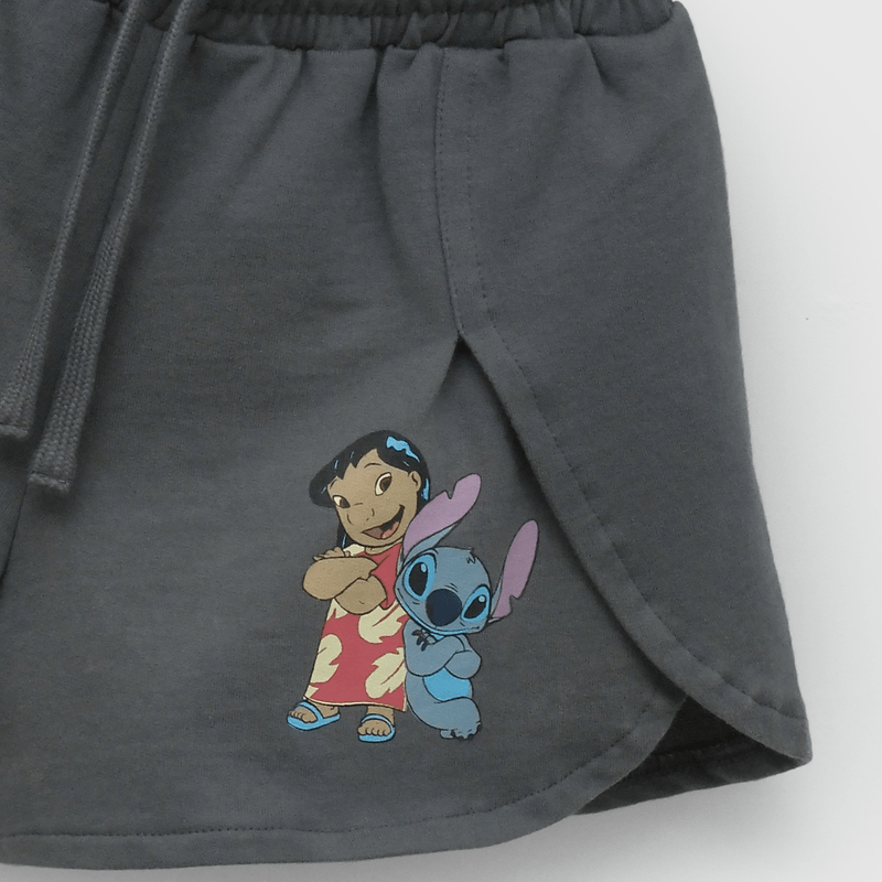 Short Negro Lilo Stitch de Niña talla 3 a 12 añoss