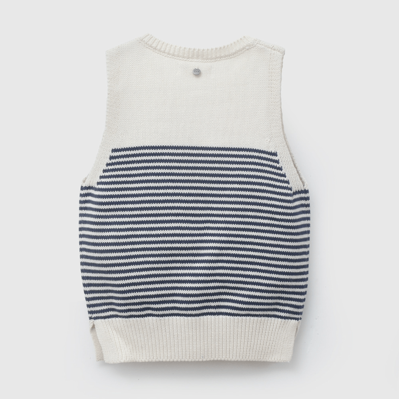 Sweater Rayas Azul Sin Mangas de Niña talla 3 a 12 añoss