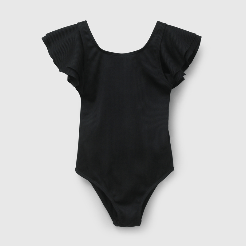 Traje De Baños Negro UV Texturado de Niña talla 3 a 12 añoss