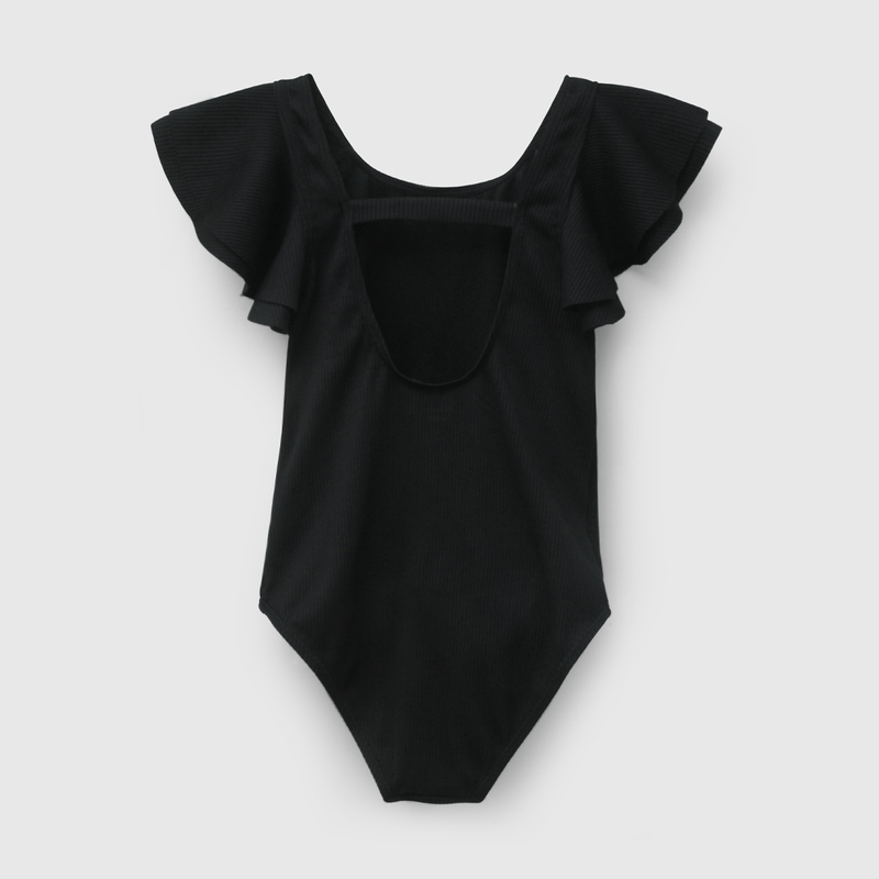 Traje De Baños Negro UV Texturado de Niña talla 3 a 12 añoss