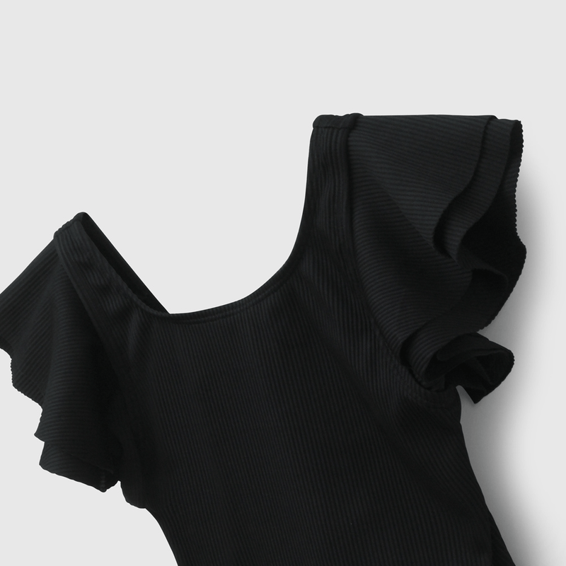 Traje De Baños Negro UV Texturado de Niña talla 3 a 12 añoss