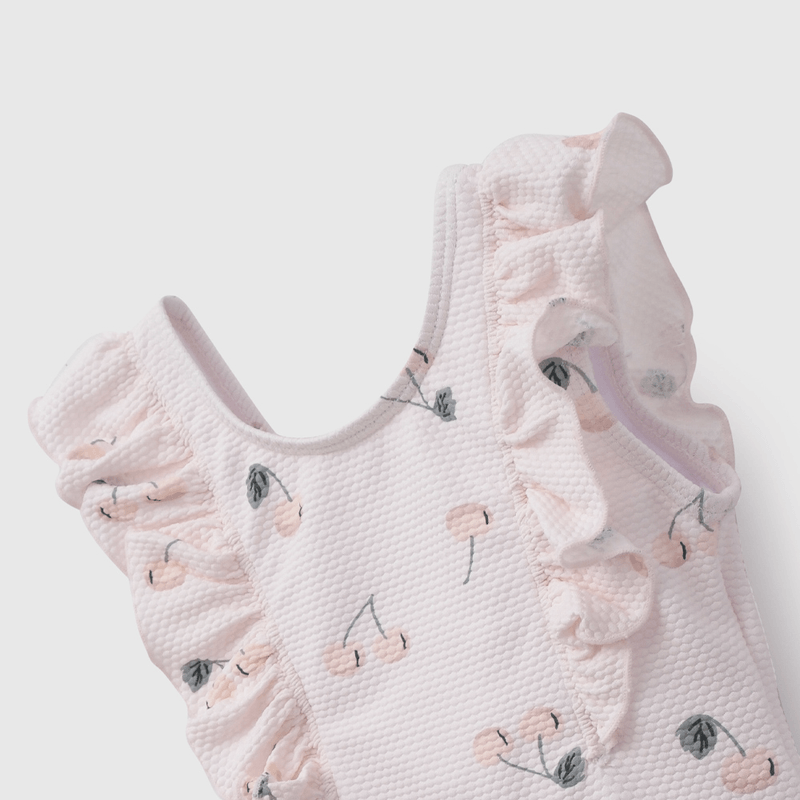Traje De Baños UV Rosado Cerezas de Niña Infantil talla 3/6 M a 24m/36 M