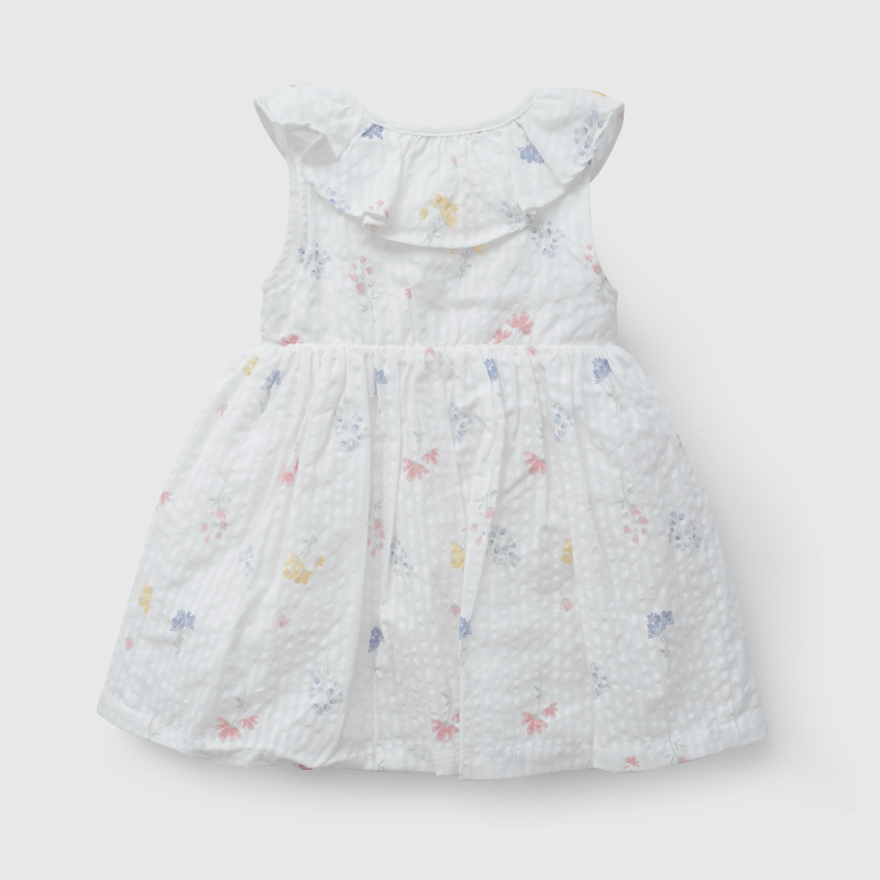 Vestido Blanco Vuelos de Niña Infantil talla 3/6 M a 24m/36 M