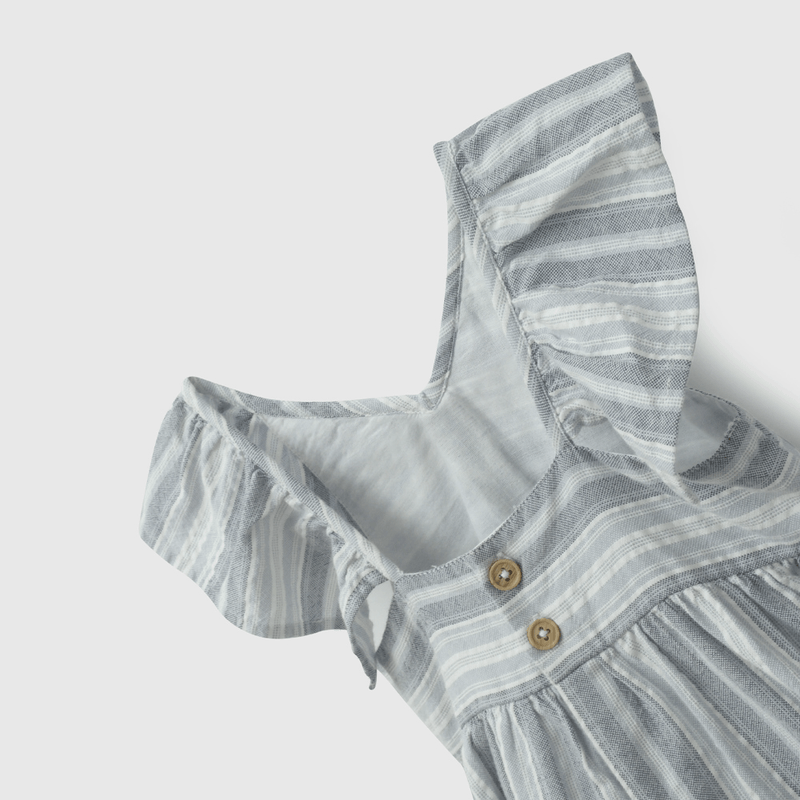 Vestido Celeste Vuelo Rayas de Niña talla 3 a 12 añoss