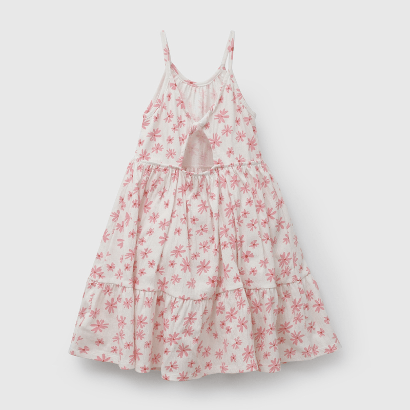 Vestido Flores de Niña Fucsia talla 3 a 12 añoss