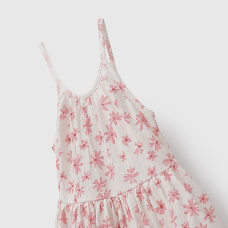Vestido Flores de Niña Fucsia talla 3 a 12 añoss