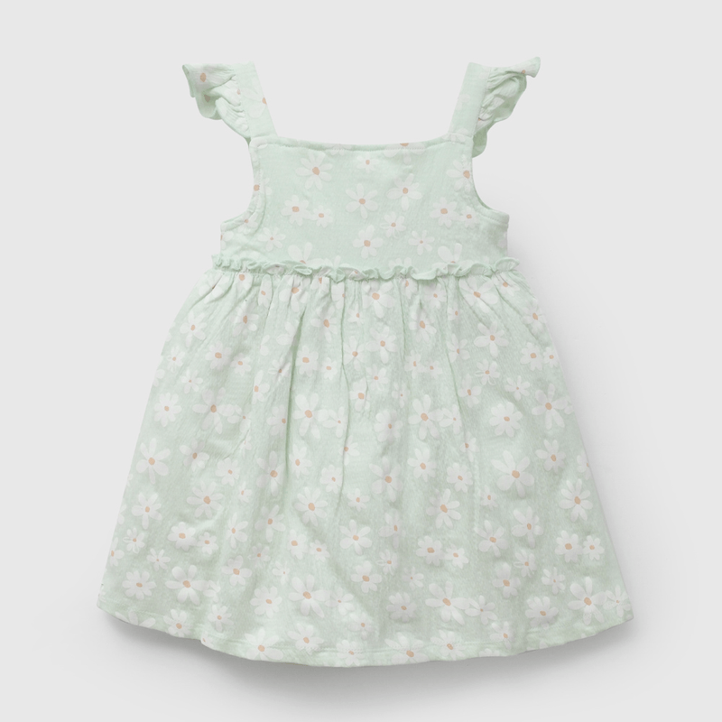 Vestido Verde Flores de Niña Infantil talla 3/6 M a 24m/36 M
